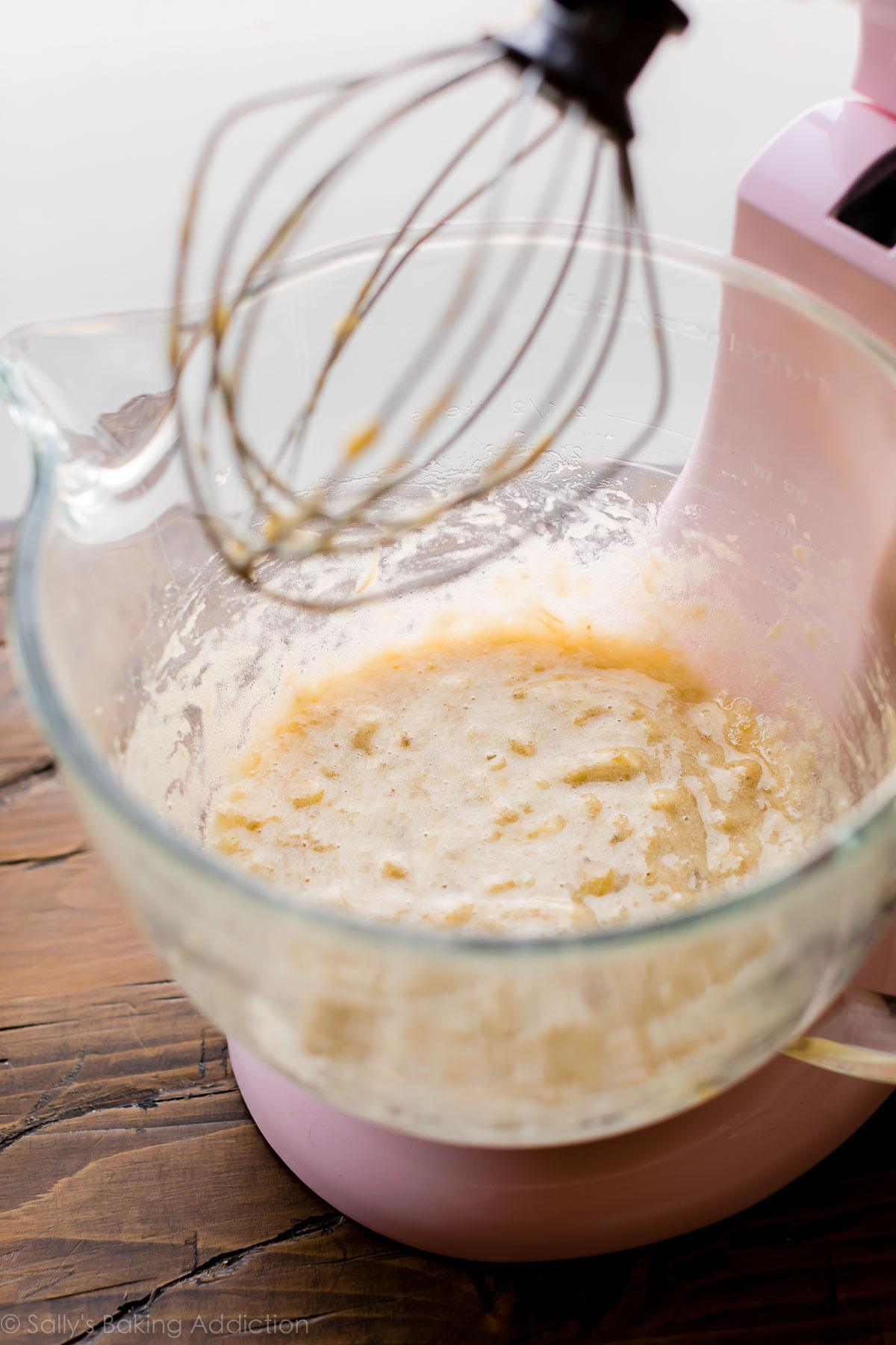 Easily mash bananas for banana bread with your mixer!